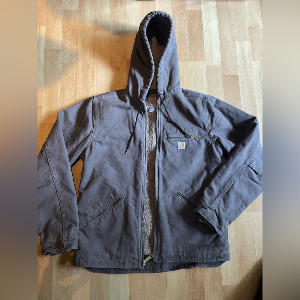 NWOT Carhartt Women's Loose Fit Washed Duck Sherpa Lined Jacket - Picture 3 of 13